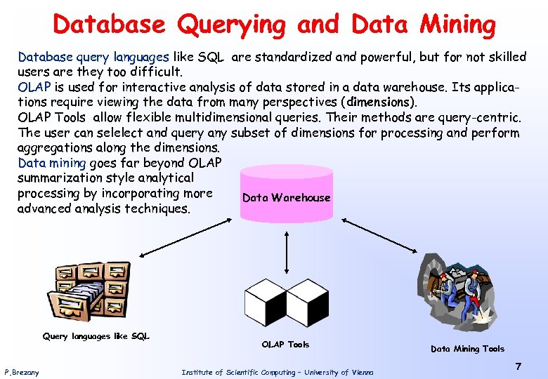 Database Querying and Data Mining Database query languages like SQL are standardized and powerful,