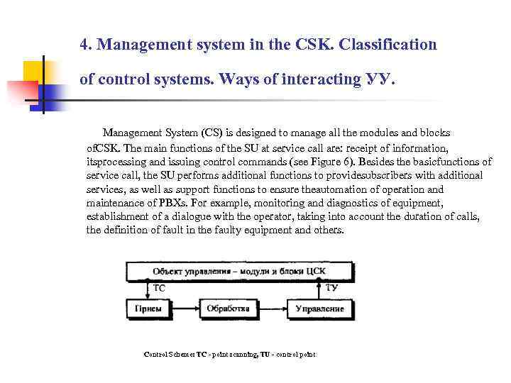4. Management system in the CSK. Classification of control systems. Ways of interacting УУ.