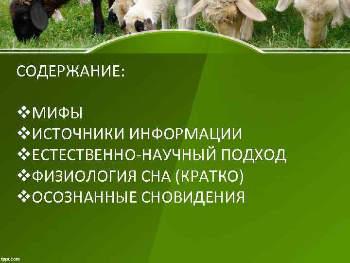 СОДЕРЖАНИЕ: v. МИФЫ v. ИСТОЧНИКИ ИНФОРМАЦИИ v. ЕСТЕСТВЕННО-НАУЧНЫЙ ПОДХОД v. ФИЗИОЛОГИЯ СНА (КРАТКО) v.