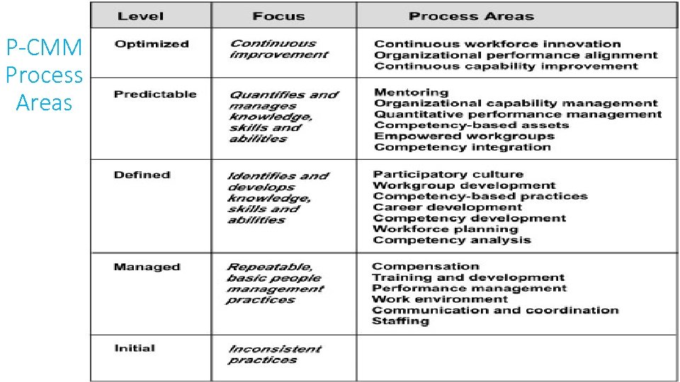 P-CMM Process Areas 20 