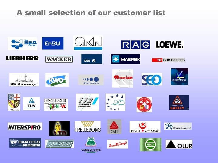 A small selection of our customer list 
