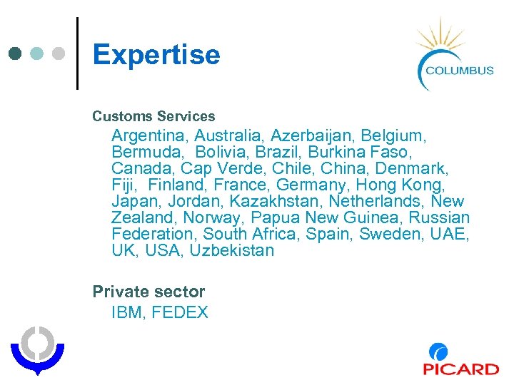 Expertise Customs Services Argentina, Australia, Azerbaijan, Belgium, Bermuda, Bolivia, Brazil, Burkina Faso, Canada, Cap
