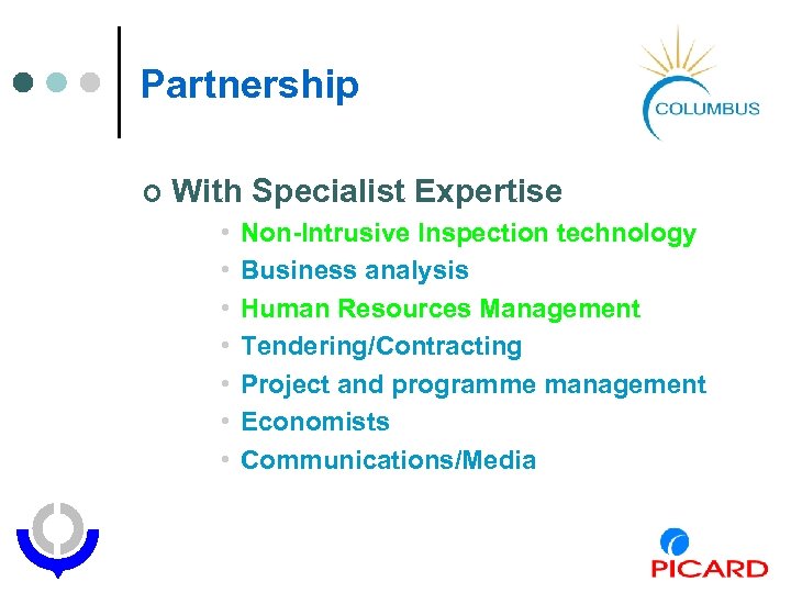 Partnership ¢ With Specialist Expertise • • Non-Intrusive Inspection technology Business analysis Human Resources