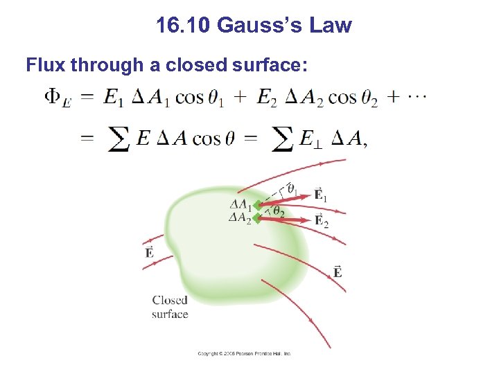 16. 10 Gauss’s Law Flux through a closed surface: 