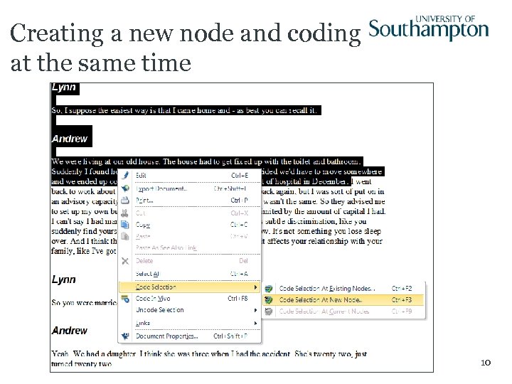 Creating a new node and coding at the same time 10 