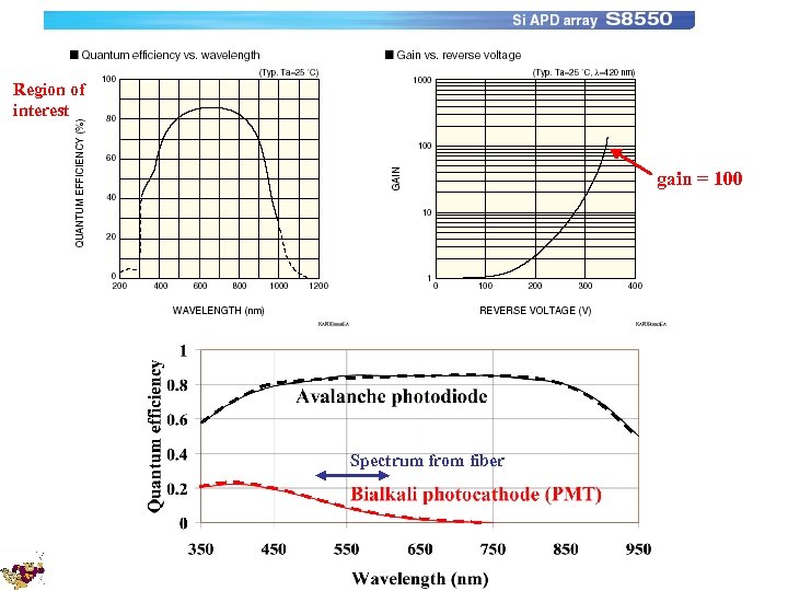 Region of interest gain = 100 Spectrum from fiber 
