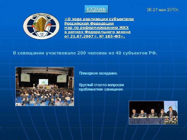 КАЗАНЬ 26 -27 мая 2010 г. «О ходе реализации субъектами Российской Федерации мер по