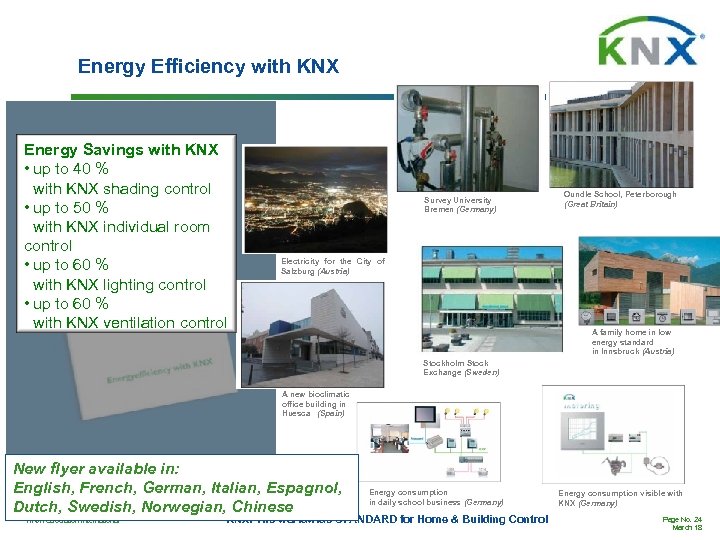 Energy Efficiency with KNX Energy Savings with KNX • up to 40 % with