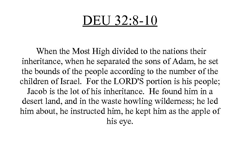 DEU 32: 8 -10 When the Most High divided to the nations their inheritance,