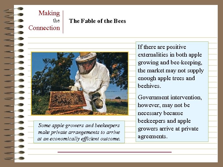 Making the Connection The Fable of the Bees If there are positive externalities in