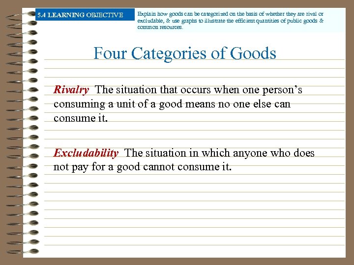 5. 4 LEARNING OBJECTIVE Explain how goods can be categorized on the basis of