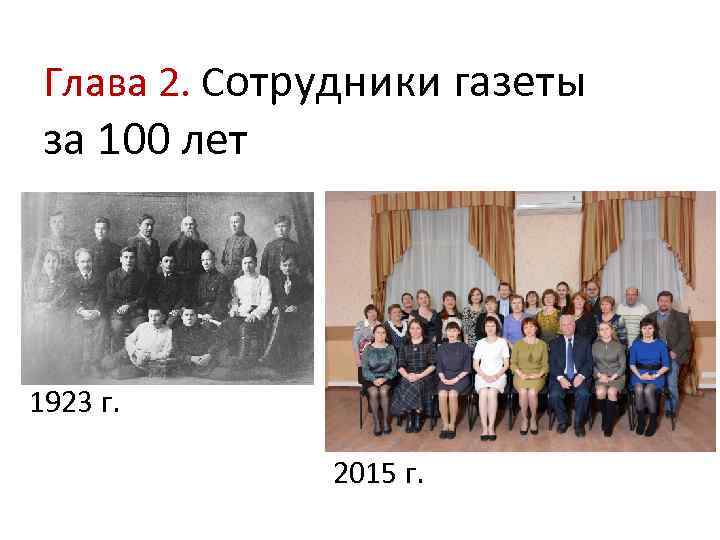 Глава 2. Сотрудники газеты за 100 лет 1923 г. 2015 г. 