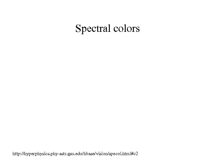Spectral colors http: //hyperphysics. phy-astr. gsu. edu/hbase/vision/specol. html#c 2 