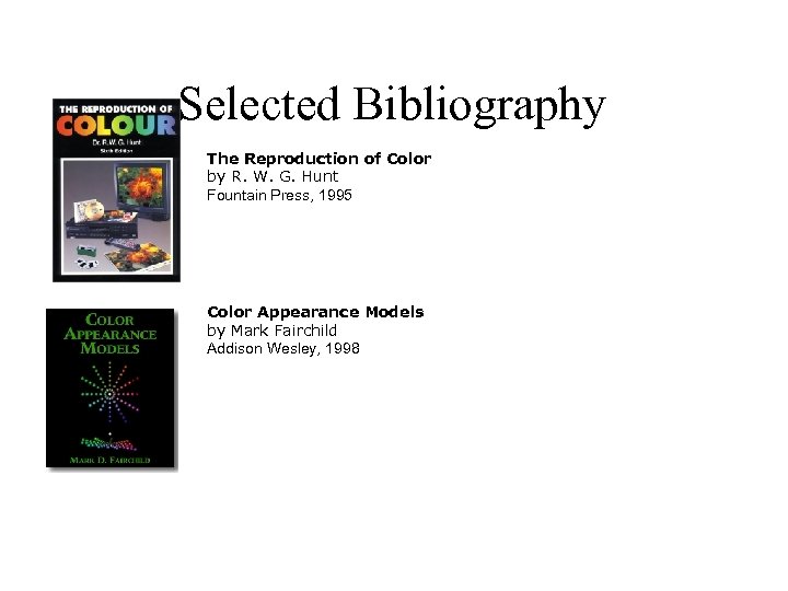 Selected Bibliography The Reproduction of Color by R. W. G. Hunt Fountain Press, 1995