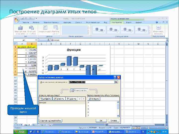 Построение диаграмм иных типов Проведем мышкой здесь 