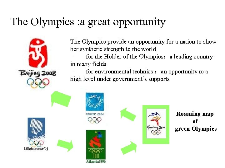 The Olympics : a great opportunity The Olympics provide an opportunity for a nation
