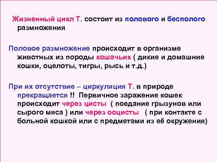 Жизненный цикл Т. состоит из полового и бесполого размножения Половое размножение происходит в организме