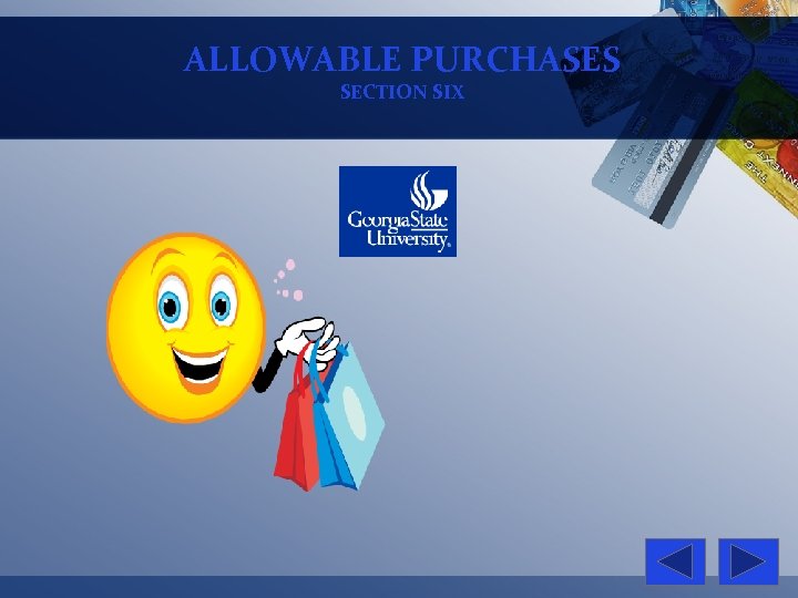 ALLOWABLE PURCHASES SECTION SIX 