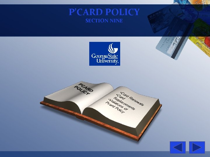 P’CARD POLICY SECTION NINE 