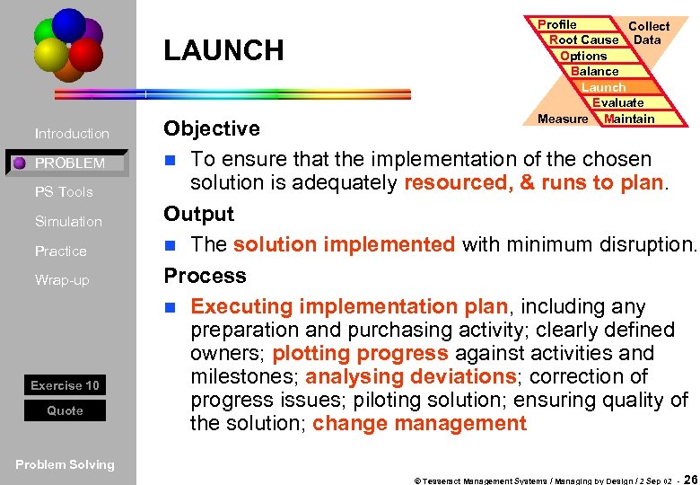 LAUNCH Introduction PROBLEM PS Tools Simulation Practice Wrap-up Exercise 10 Quote Profile Collect Root