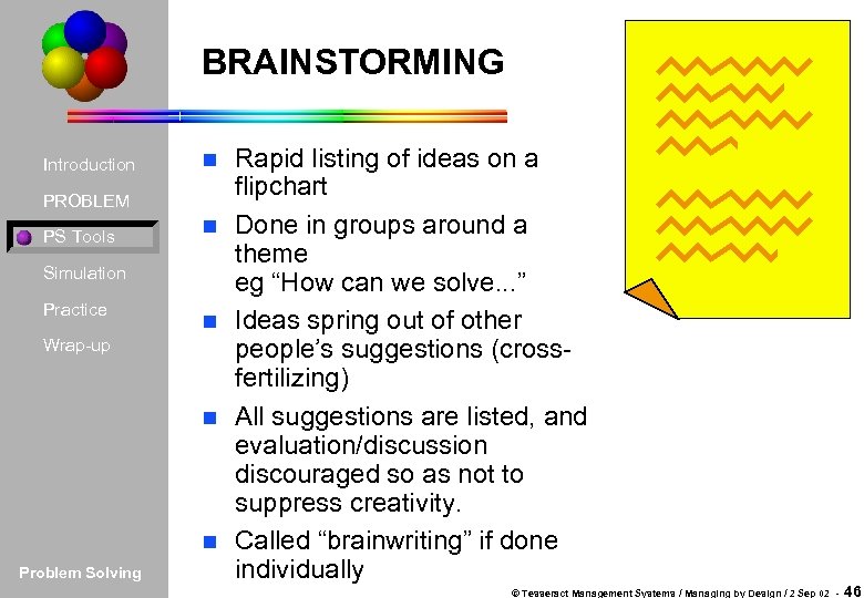 BRAINSTORMING Introduction n PROBLEM PS Tools n Simulation Practice n Wrap-up n n Problem