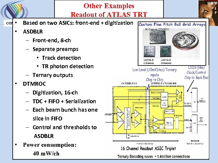 Other Examples Readout of ATLAS TRT • Based on two ASICs: front-end + digitization