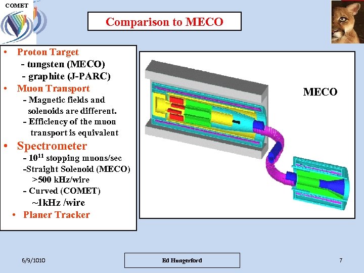 UH M E P COMET Comparison to MECO COMET • Proton Target - tungsten