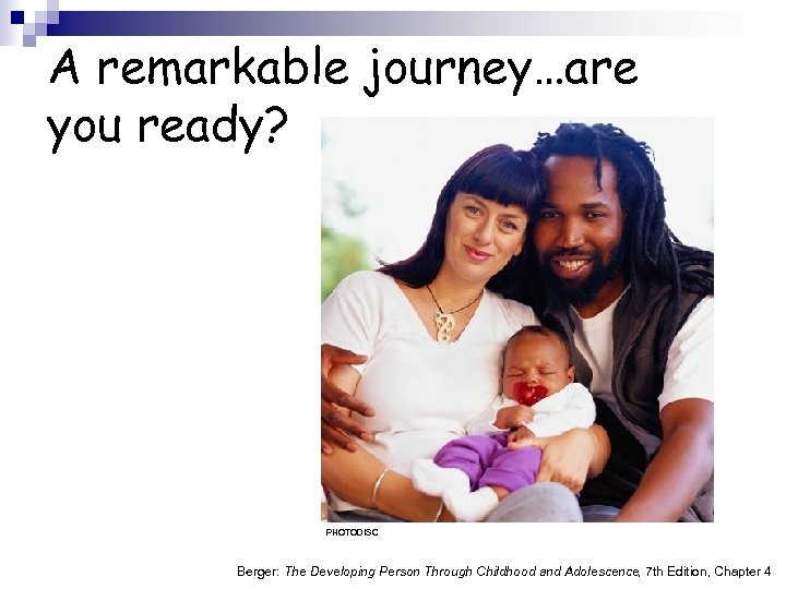 A remarkable journey…are you ready? PHOTODISC Berger: The Developing Person Through Childhood and Adolescence,