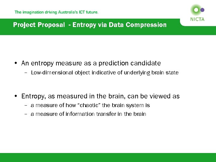 Project Proposal - Entropy via Data Compression • An entropy measure as a prediction