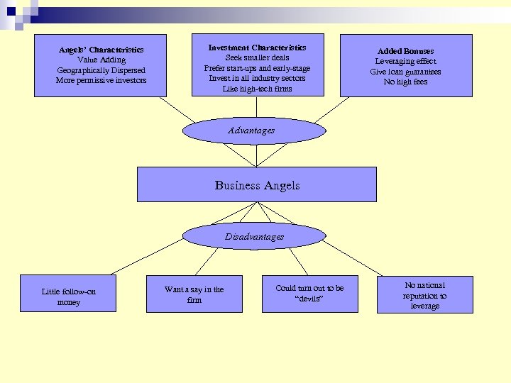 Angels’ Characteristics Value Adding Geographically Dispersed More permissive investors Investment Characteristics Seek smaller deals