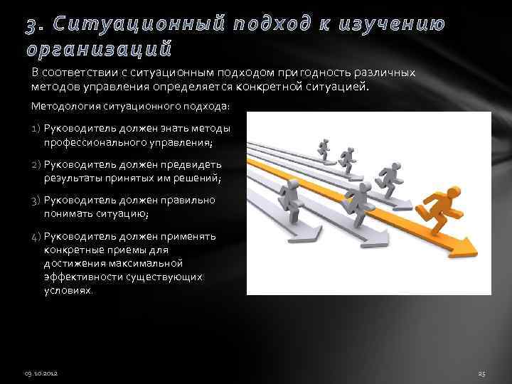 3. Ситуационный подход к изуч ению организац ий В соответствии с ситуационным подходом пригодность