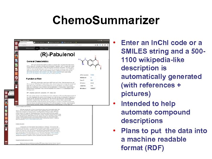 Chemo. Summarizer (R)-Pabulenol General Characteristics Function or Role • Enter an In. Ch. I