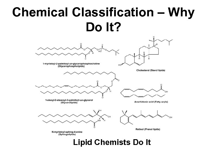 Chemical Classification – Why Do It? Lipid Chemists Do It 