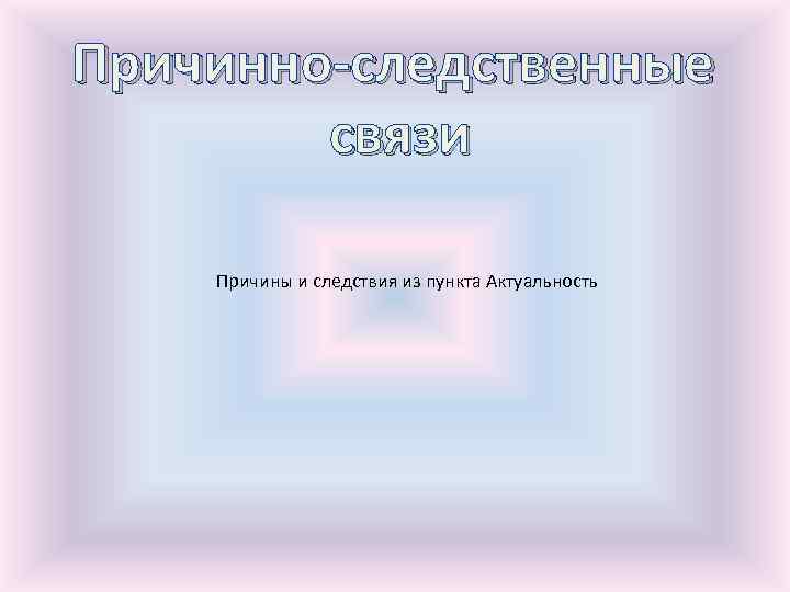 Причинно-следственные связи Причины и следствия из пункта Актуальность 