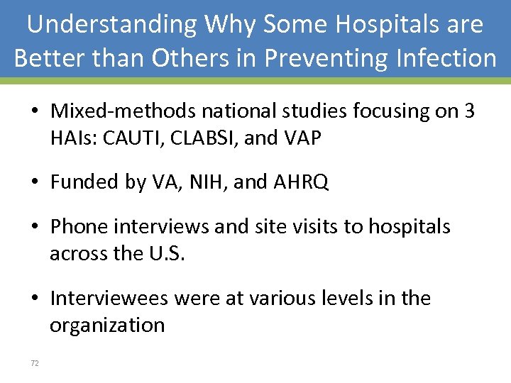 Understanding Why Some Hospitals are Better than Others in Preventing Infection • Mixed-methods national