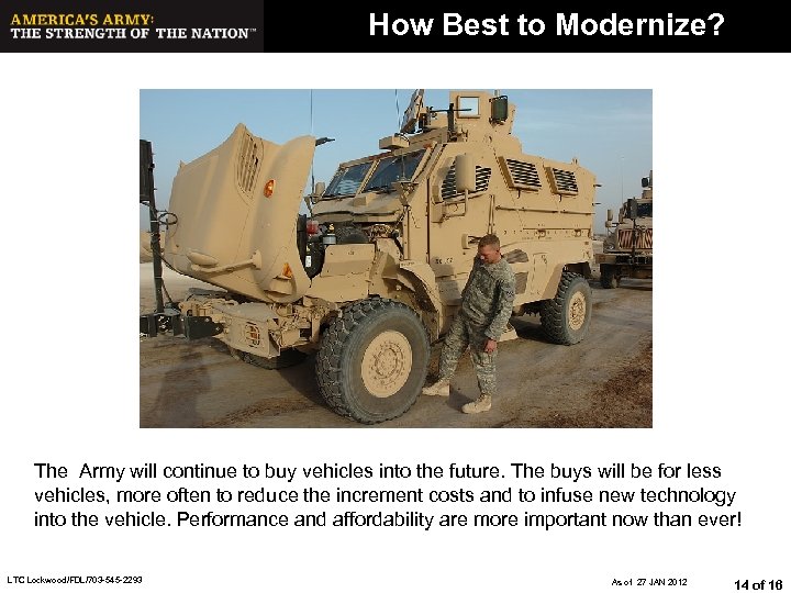 How Best to Modernize? The Army will continue to buy vehicles into the future.