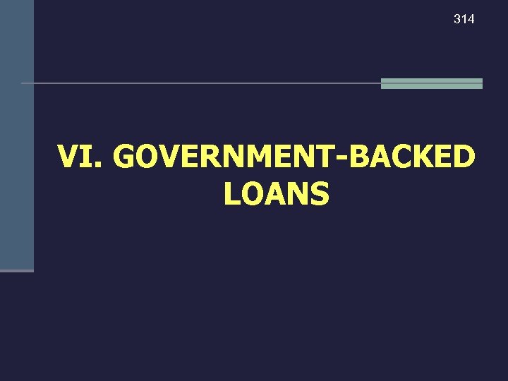 314 VI. GOVERNMENT-BACKED LOANS 