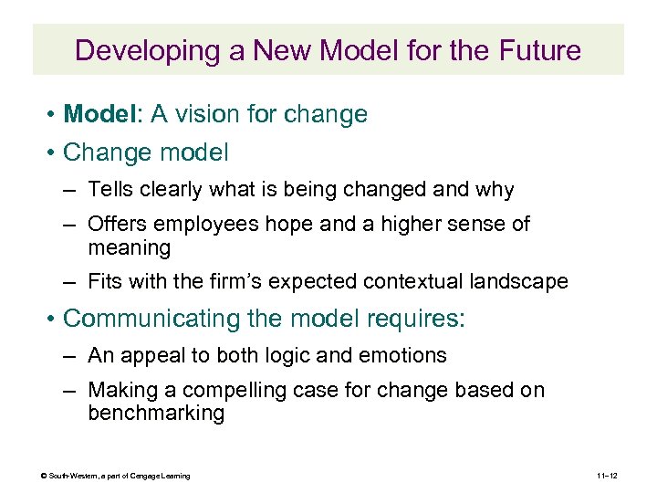 Developing a New Model for the Future • Model: A vision for change •