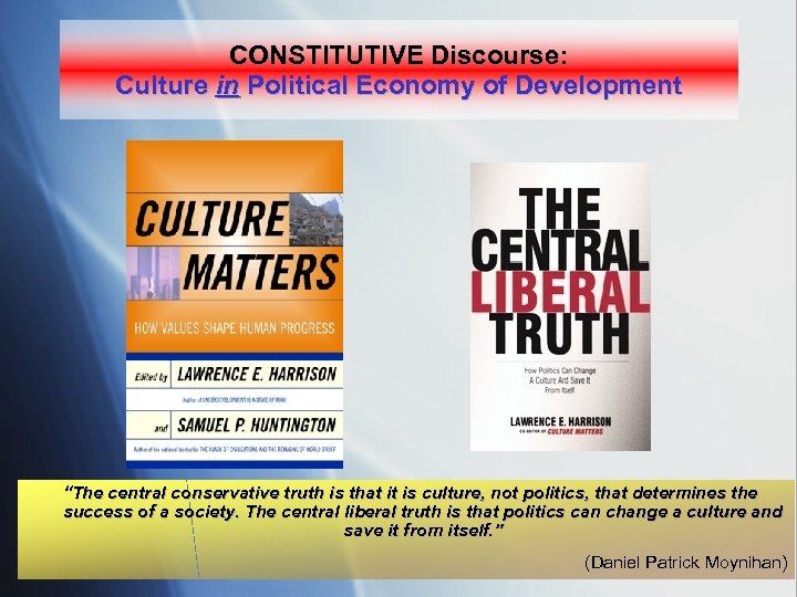 CONSTITUTIVE Discourse: Culture in Political Economy of Development “The central conservative truth is that