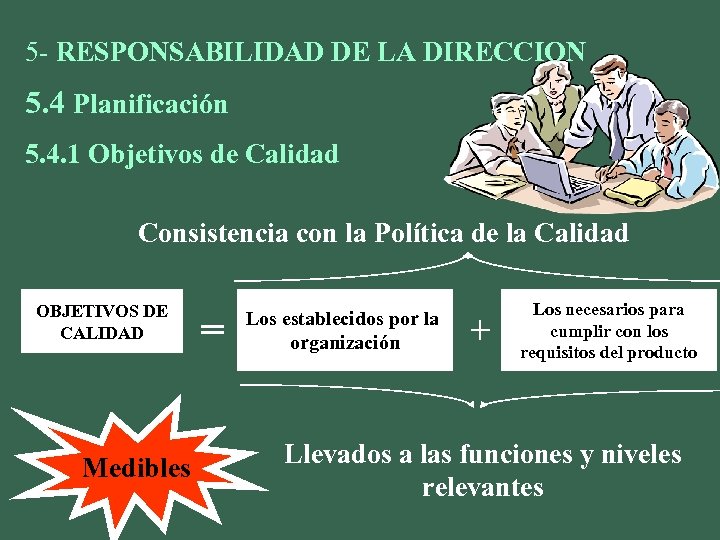 5 - RESPONSABILIDAD DE LA DIRECCION 5. 4 Planificación 5. 4. 1 Objetivos de