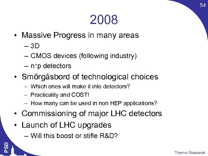 54 2008 • Massive Progress in many areas – 3 D – CMOS devices