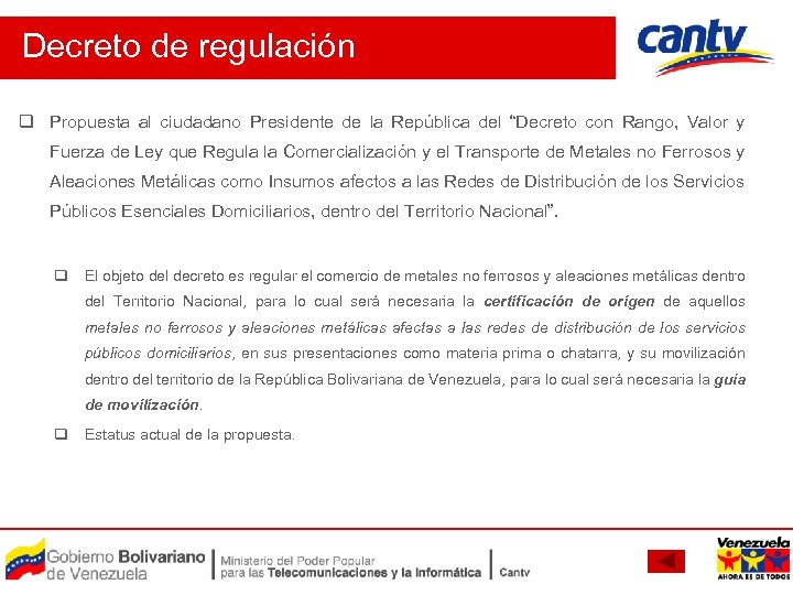 Decreto de regulación q Propuesta al ciudadano Presidente de la República del “Decreto con