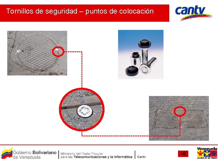 Tornillos de seguridad – puntos de colocación 