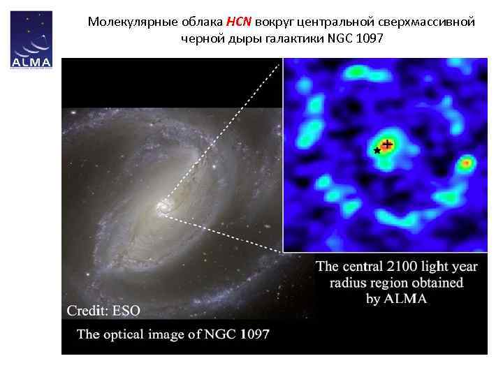Молекулярные облака HCN вокруг центральной сверхмассивной черной дыры галактики NGC 1097 