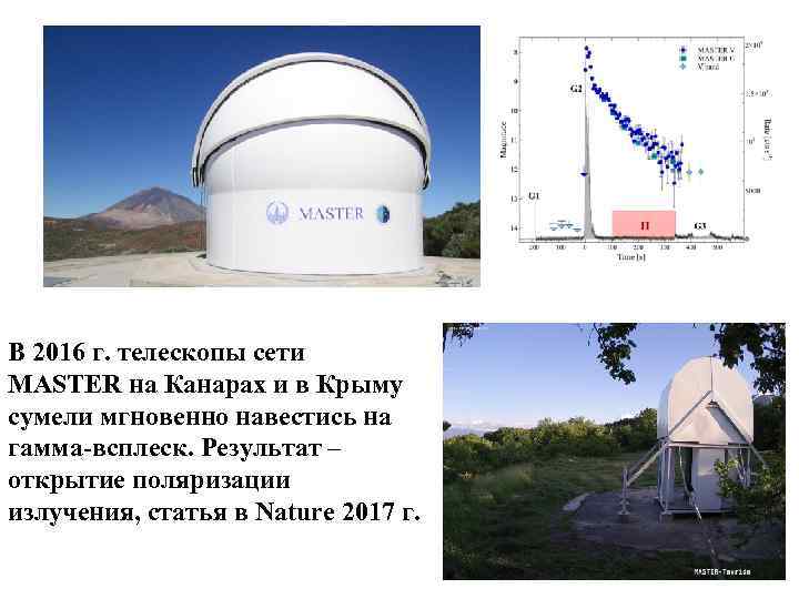 В 2016 г. телескопы сети MASTER на Канарах и в Крыму сумели мгновенно навестись