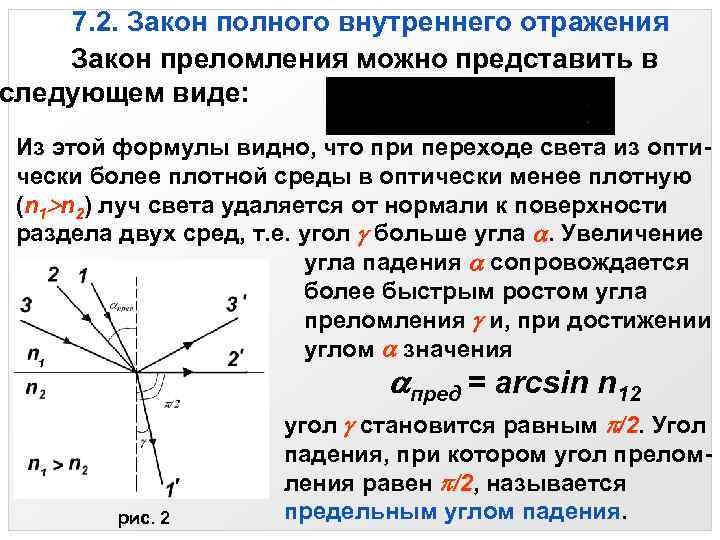 На каком рисунке изображен переход светового луча в оптически более плотную среду