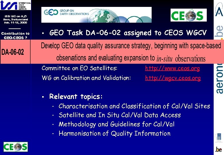 ISSI WG on H 2 O Bern, Switzerland Feb. 11 -14, 2008 Contribution to