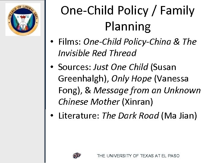 One-Child Policy / Family Planning • Films: One-Child Policy-China & The Invisible Red Thread