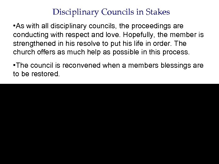 Disciplinary Councils in Stakes • As with all disciplinary councils, the proceedings are conducting