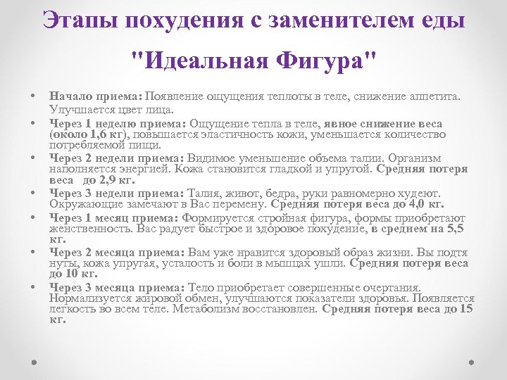 Этапы похудения с заменителем еды 